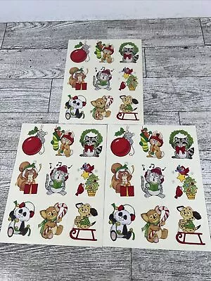 Vintage Stickers EUREKA WOODLAND CRITTERS Christmas Sticker Pack Sheets VTG 80s • $10