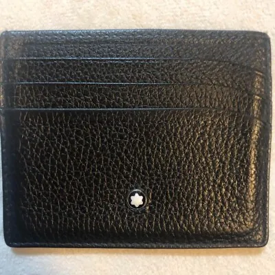 Montblanc Card Holder 6cc Black Leather Solid Made In Italy • $136