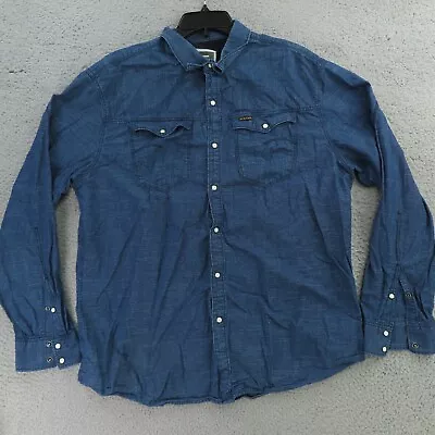 G-Star Shirt Mens 3XL Blue Raw Denim Pearl Snap Button Long Sleeve • $24.95