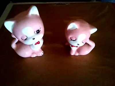 Final Price Drop Vintage Porcelain Pink Cat Kitten Figurines • $13.08