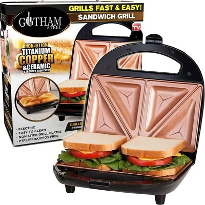 $22.99 • Buy Dual Electric Sandwich Maker And Panini Grill With Ultra Nonstick Copper Surface