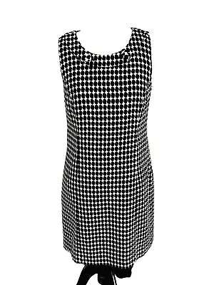 Black White Houndstooth Mod Style Dress Ann Taylor Loft Petite SZ 4 Wool Cotton • $19.99