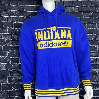 Adidas Indiana Pacers  Trefoil Logo Stripes Retro Blue Hoodie Basketball XL • $42