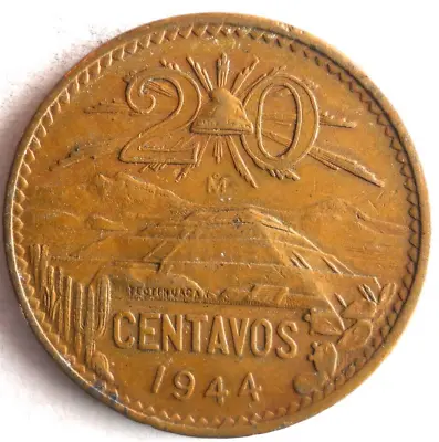 1944 MEXICO 20 CENTAVOS - High Quality Coin - FREE SHIP - Mexico Bin #C • $8.99