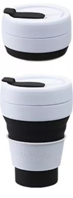 Collapsible Coffee Cup Pop Up Travel Mug & Lid 12oz 355ml BPA Free Black MyBento • £8.99