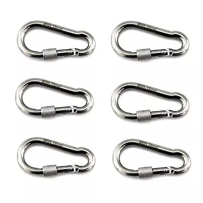 6 Pack-1/4  Locking Carabiner Clips Spring Snap Hook Carabiner Clips Heavy Duty • $12.99