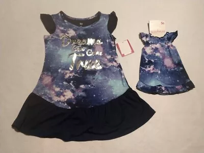 NWT Girls Size 4 Galaxy Nightgown & Matching Doll Gown Fits 18  Doll  • $12.99