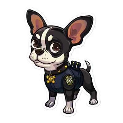 Boston Terrier Dog Sticker Cartoon Police Man Puppy Laptop Bottle Car Decal Cute • $7.68