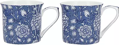 V&A MGB1979 Wild Tulip Mugs In Gift Box Fine Bone China Blue / White 300 Ml  • £24.54