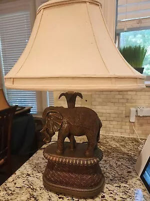 Maitland-Smith Style Vintage Elephant Table Lamp W/Shade  • $79