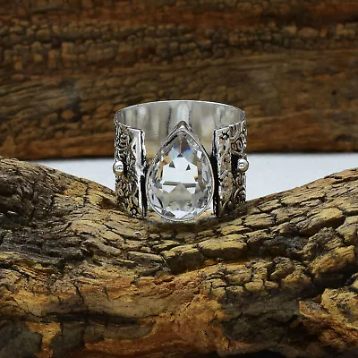 $12.69 • Buy Brilliant White Topaz Gemstone 925 Sterling Silver Handmade Band Ring All Size