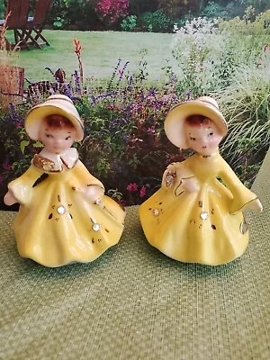 Vintage Enesco Golden Girl Salt And Pepper Shakers Japan • $25