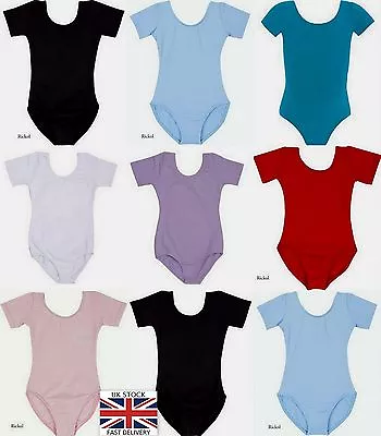 £7.15 • Buy Ballet  Dance  Leotard Cotton Short Sleeve Red Pink Blue Black White Rad Style