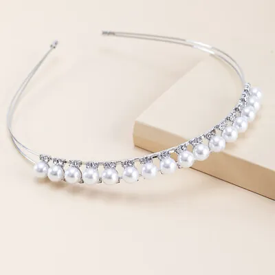 Pearl Hairband Alice Band Headband Diamond Tiara Bridal Wedding Present Gift • £3.79