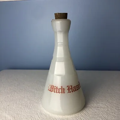 Antique WITCH HAZEL White Milk Glass Clambroth Apothecary Barber Bottle EW Inc • $74.99