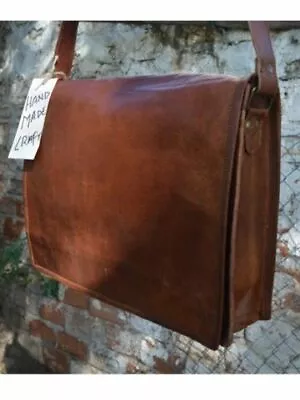 New Mens Genuine Leather Vintage Laptop Messenger Handmade Briefcase Bag Satchel • $39.23