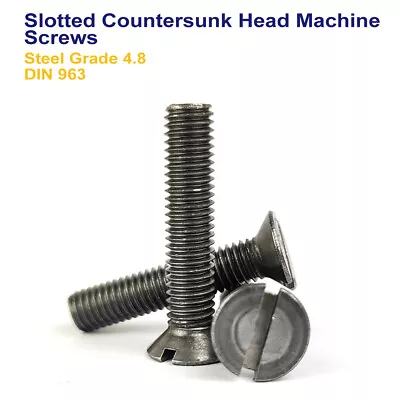 M1.4 M1.6 M2 M2.5 M3 Slotted Countersunk Head Machine Screws Steel 4.8 - Din 963 • £1.39