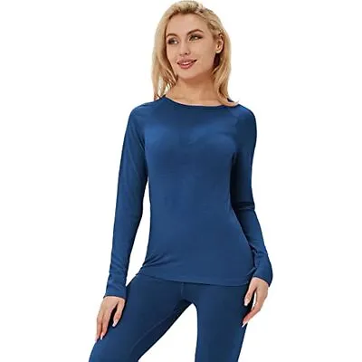 Women 100% Merino Wool Base Layer Shirt Winter Thermal Underwear Crew Neck Top • $39.89