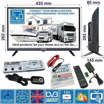 19  TV Smart Ready 12V / 240V HD TV Ideal For MOTORHOME CARAVAN BOAT VAN • £208.02