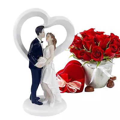 Wedding Cake Topper Bride And Groom Resin Figurines Romantic Wedding Decoration • $10.46