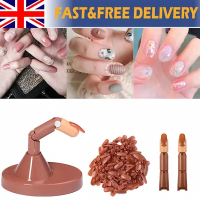 Nail Beauty Practice Fingers False Fake Hand Model Nails Art Training Kit + Base • £6.37