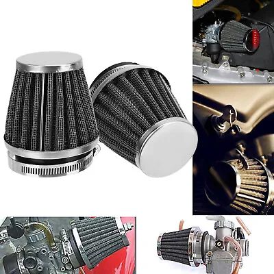 2x 50mm Air Filter Pod Cone Cleaner Universal Motorcycle For Honda Yamaha Suzuki • £10.33