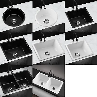 Welba Kitchen Sink Basin Granite Stone Sink Bathroom Laundry Single Double Bowl • $125.90