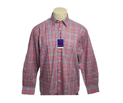 Alan Flusser Classic Fit -Large- Button Down Dress Shirt Plaid Check NWT NEW • $14.99