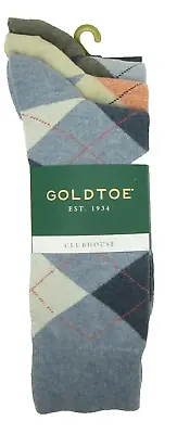 GoldToe Men's Socks 3 Pairs Bundle Shoes 6 -12 In Light Blue Beige Gray Argoyle • $17.99