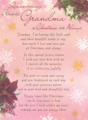 In Loving Memory GRANDMA Christmas Memorial Grave Graveside Card Holder Memoriam • £3.48