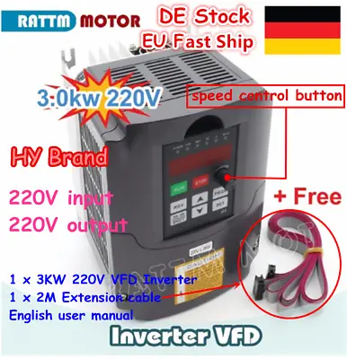 『EU』HY 3KW VFD 220V AC Motor Speed Control Variable Frequency Drive Inverter VSD • £159.60