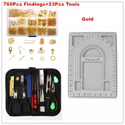 $12.59 • Buy Jewelry Making Kit Findings Wire Bead Board Pliers Repair Tools Supplies Set DIY