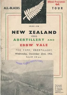 Abertillery & Ebbw Vale V New Zealand 23 Dec 1953 RUGBY PROGRAMME • £30.99