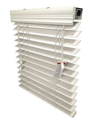 Premium Faux Wood Window Blinds - 33 1/2  - 34   Wide (Antique White) • $24