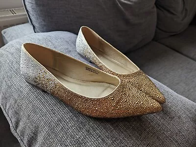 Sparkle Gold Ombre Pointed Shoes / Pumps / Flats In UK Size 6 Ultra Wide Fit • £10