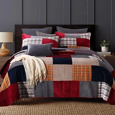 Secgo Velvet King Size Comforter Set- 100% Cotton Quilt King Size Set Red Blac • $271.18