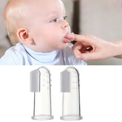 Kid Finger Toothbrush Soft Silicone Oral Teether Infant Toddler Brush Massager • £2.25