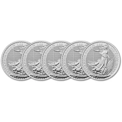 2024 Great Britain Silver Britannia £2 1 Oz - BU - Five 5 Coins • $162.10