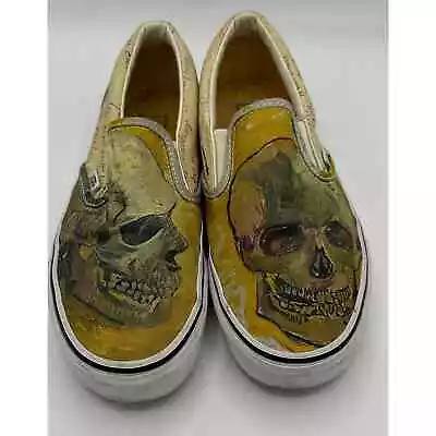 Vans X Vincent Van Gogh Museum Amsterdam Slip-On 'Skull' Shoes M7 W8.5 • $75