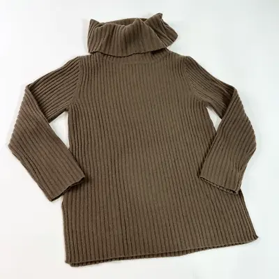 J. Jill Sweater Women's Medium Brown Turtleneck Wool Cashmere Rib Knit Pullover • $35.10