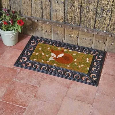 £15.99 • Buy Heavy Duty Natural Coir Fox Insert & Rubber Frame Door Mat Indoor Outdoor Home