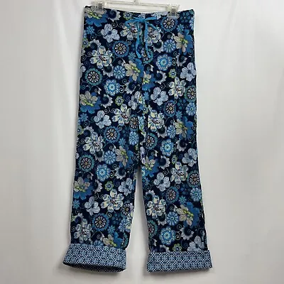 Vera Bradley Corduroy Pajama Pants Womens Small Floral Blue PJ Lounge Cotton • $13.60