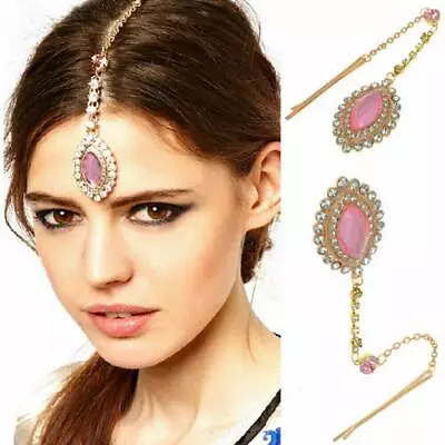 Women Forehead Rhinestone Pendant Head Chain Hairpiece Headband Bridal Jewellery • $9.51