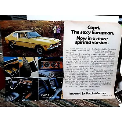 Vintage 1972 Mercury Capri 2 Page Car Original Ad Epherma • $7.99