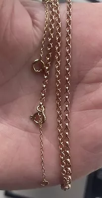 Vintage 9ct Rose Gold Belcher Chain Rolo Chain Gold Necklace 9 Carat Extendable • £235