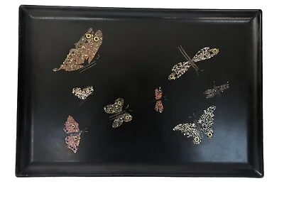 BAKELITE SERVING TRAY - MOTHER OF PEARL - Vintage Charcuterie Board Butterfly • $74.99