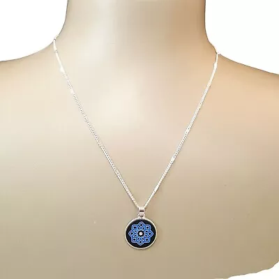 Vera Bradley Enamel Silver Tone With Blue Bandana  Necklace  • $12