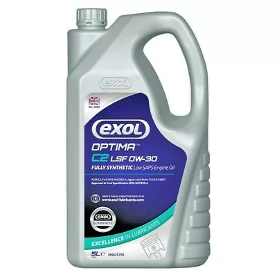 £32.85 • Buy Exol Optima C2 Fully Synthetic Lsf 0w30 Oil 5l Jaguar Land Rover Ford M462