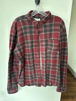 BP. Maroon Men's Fleece Flannel Long Sleeve Button Up Size Large • $0.99