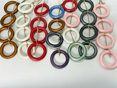 Wooden Rings Craft Mix Color Size Wood Loop Wooden Ring Circle For Jewelry 50 Pc • $6.95